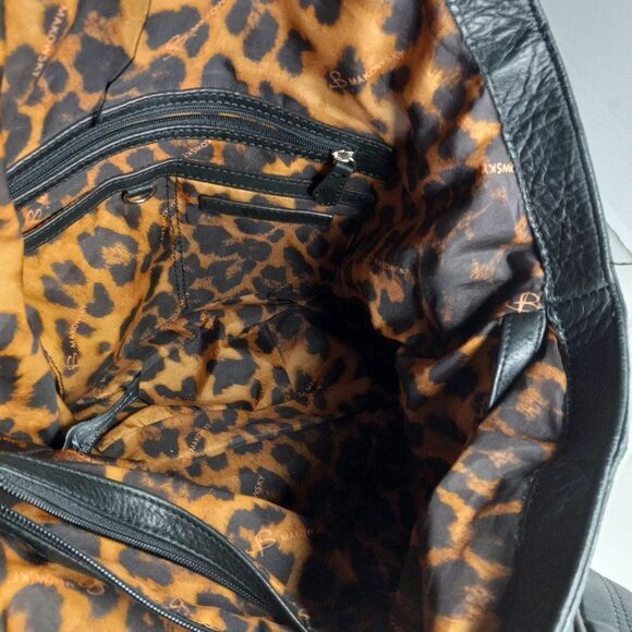 b. makowsky Black Leather Large Shoulder/Hobo bag Cottagecore Granny Chic - Picture 9 of 13